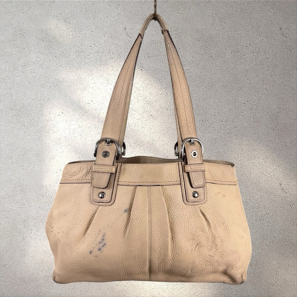 Vtg Y2K COACH Leather Purse Shoulder‎ Bag Pleated Soho Tote Yellow F13733 READ
